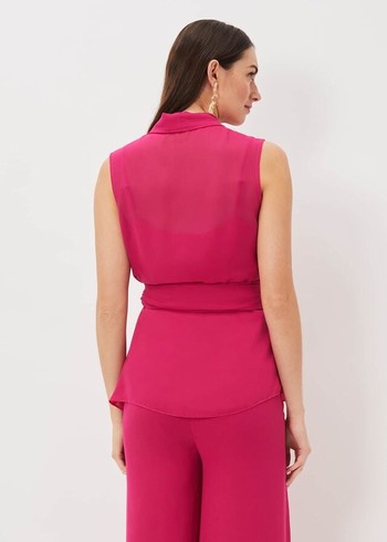 Phase Eight Florentine Sleeveless Wrap Shirts Pink Australia | PC0164725